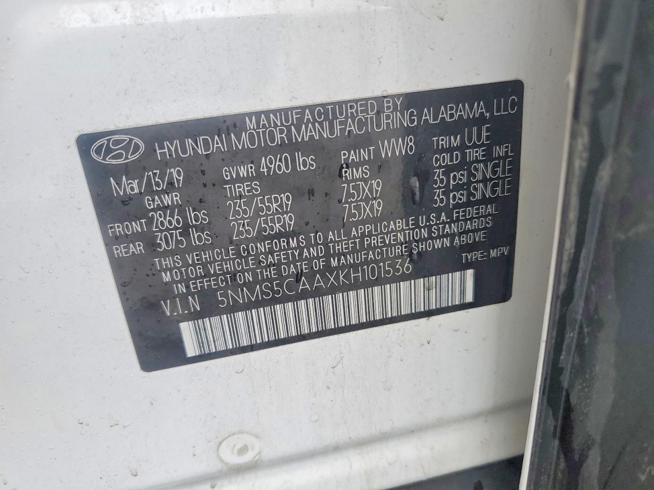 2019 HYUNDAI SANTA FE ULTIMATE 2.0T photo 13