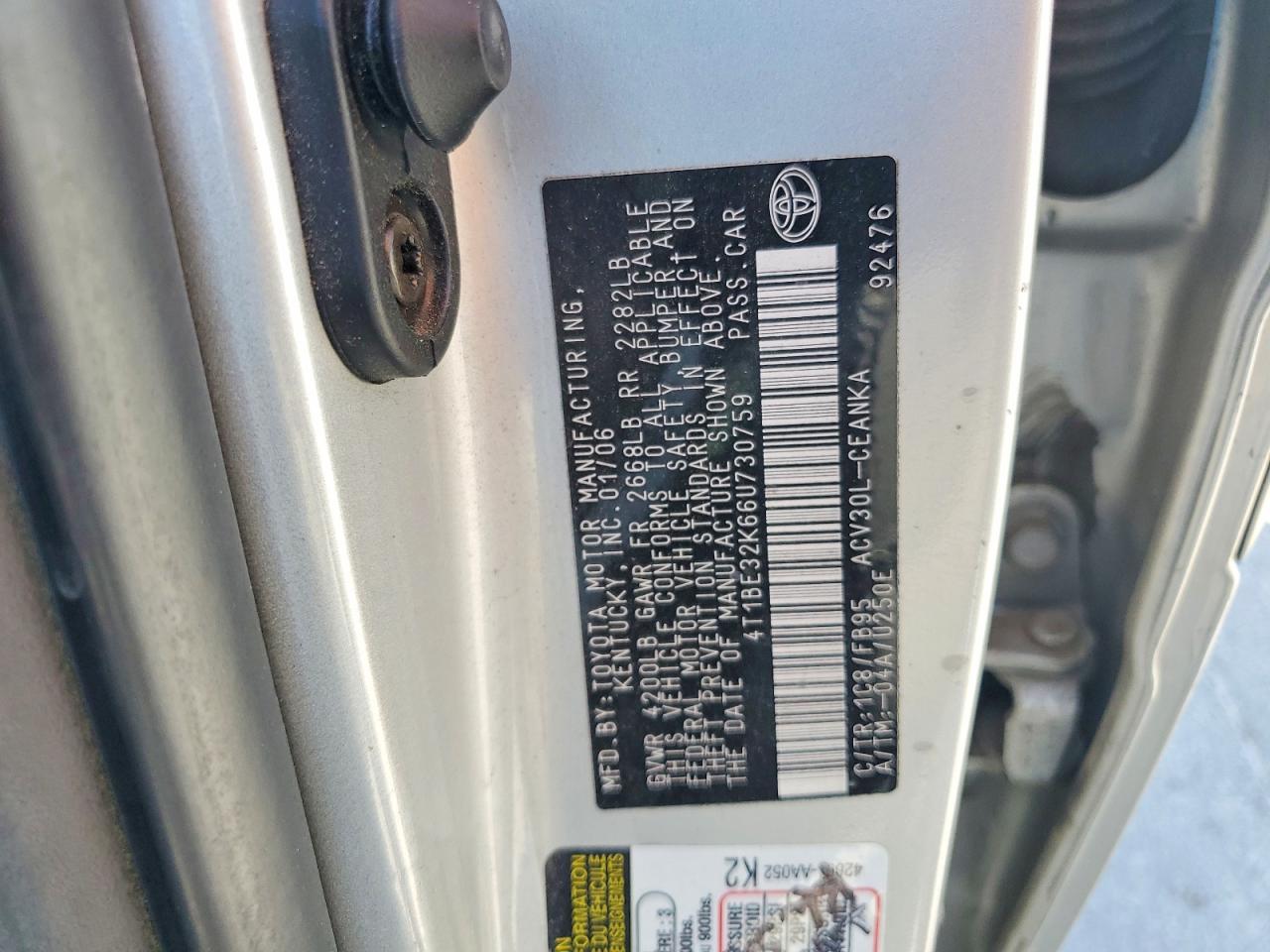 2006 TOYOTA CAMRY LE photo 23
