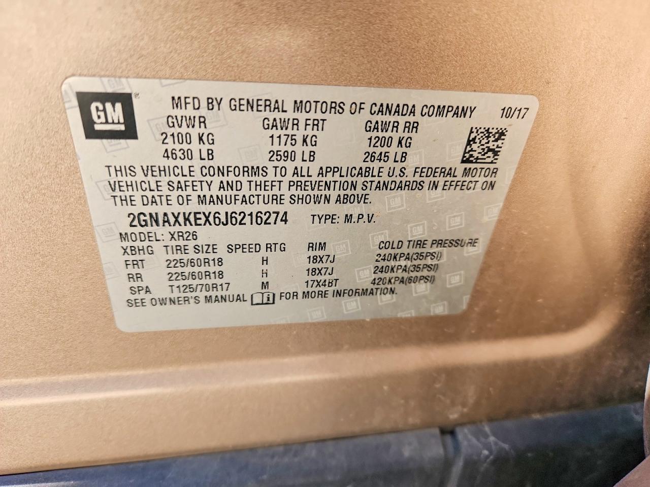 2018 CHEVROLET EQUINOX LT photo 37