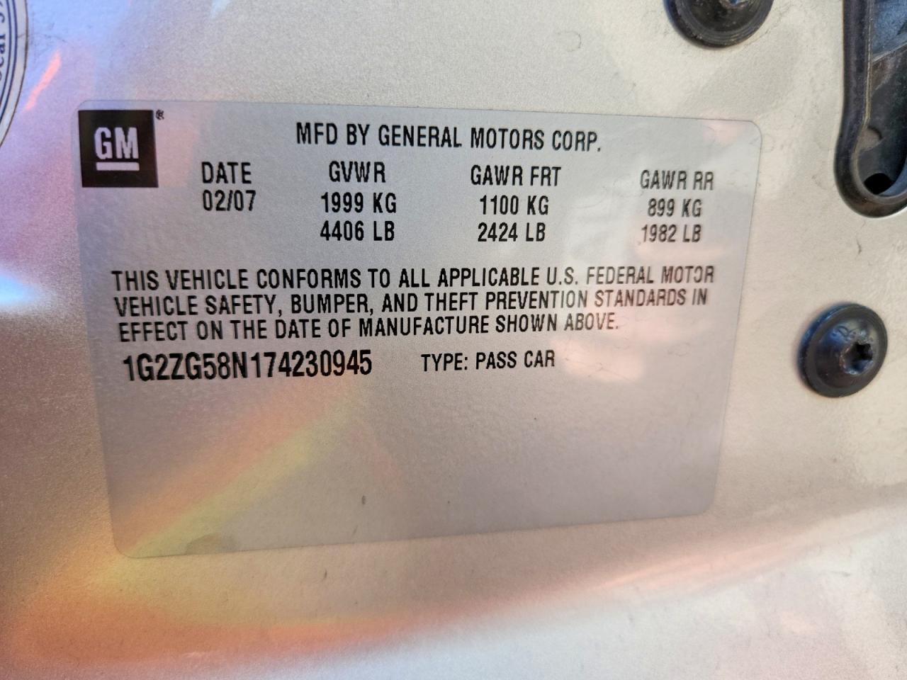 2007 PONTIAC G6 BASE photo 12
