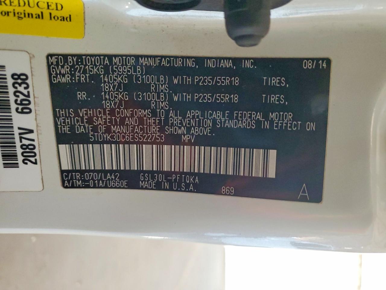 2014 TOYOTA SIENNA LIMITED 7-PASSENGER photo 27