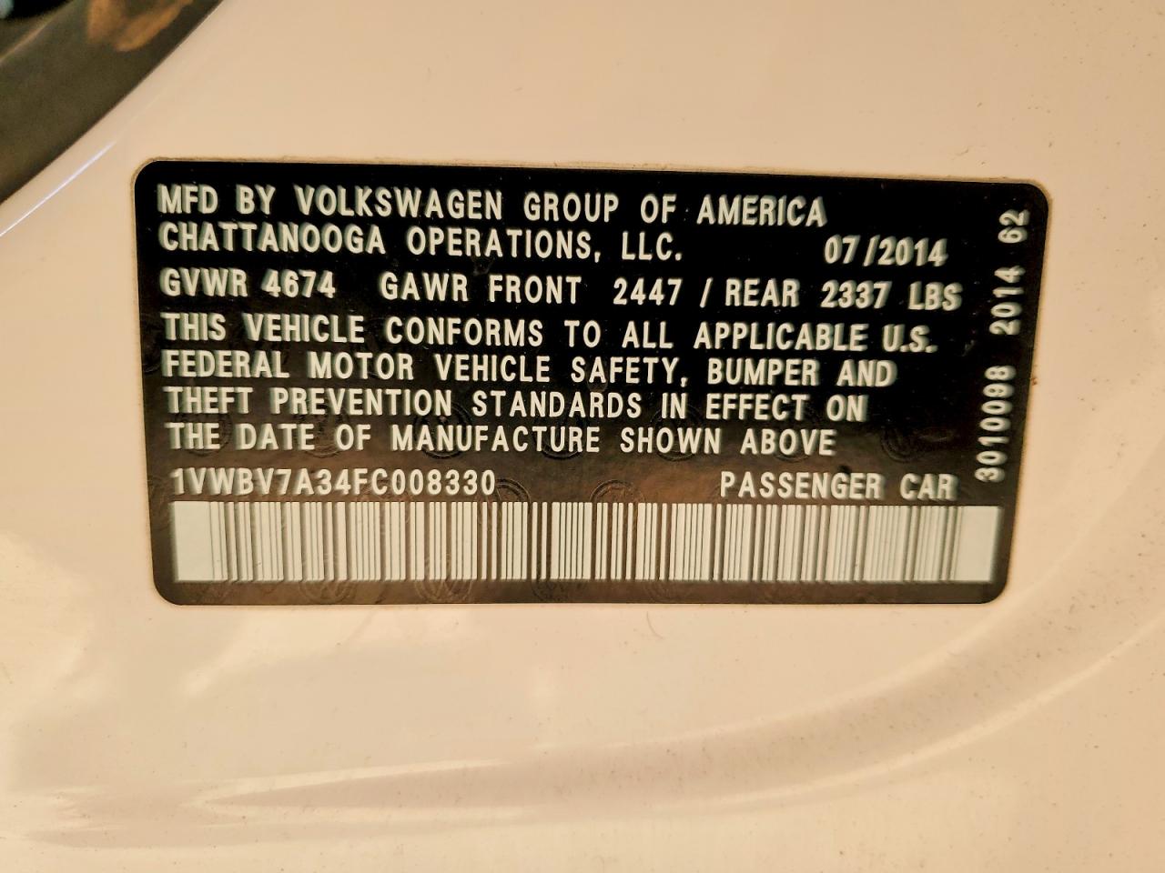 2015 VOLKSWAGEN PASSAT SE photo 23