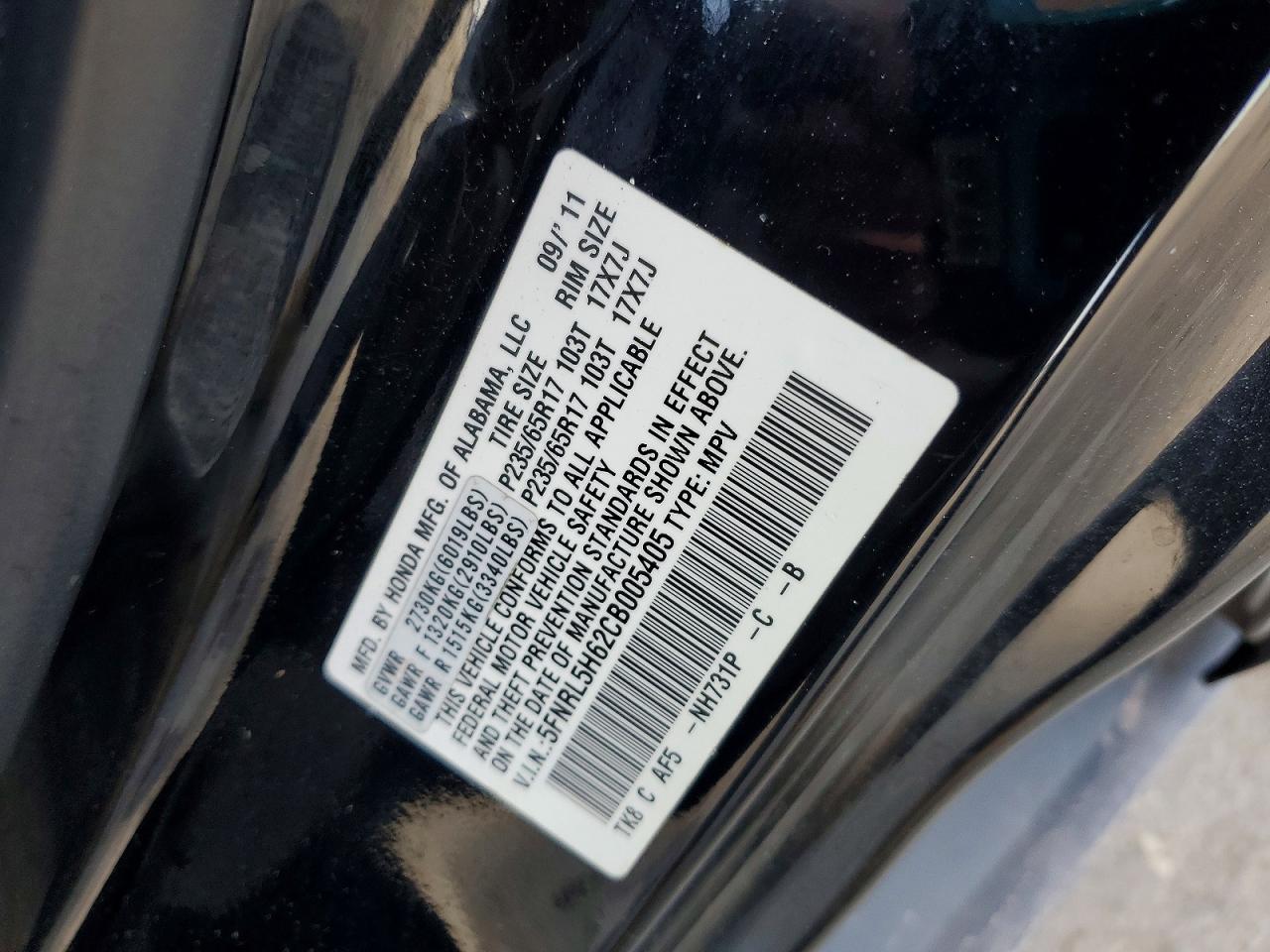 2012 HONDA ODYSSEY EXL photo 25