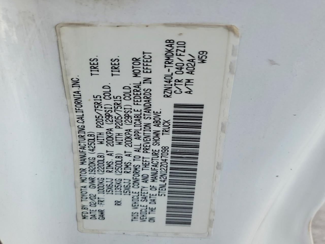 2002 TOYOTA TACOMA photo 13
