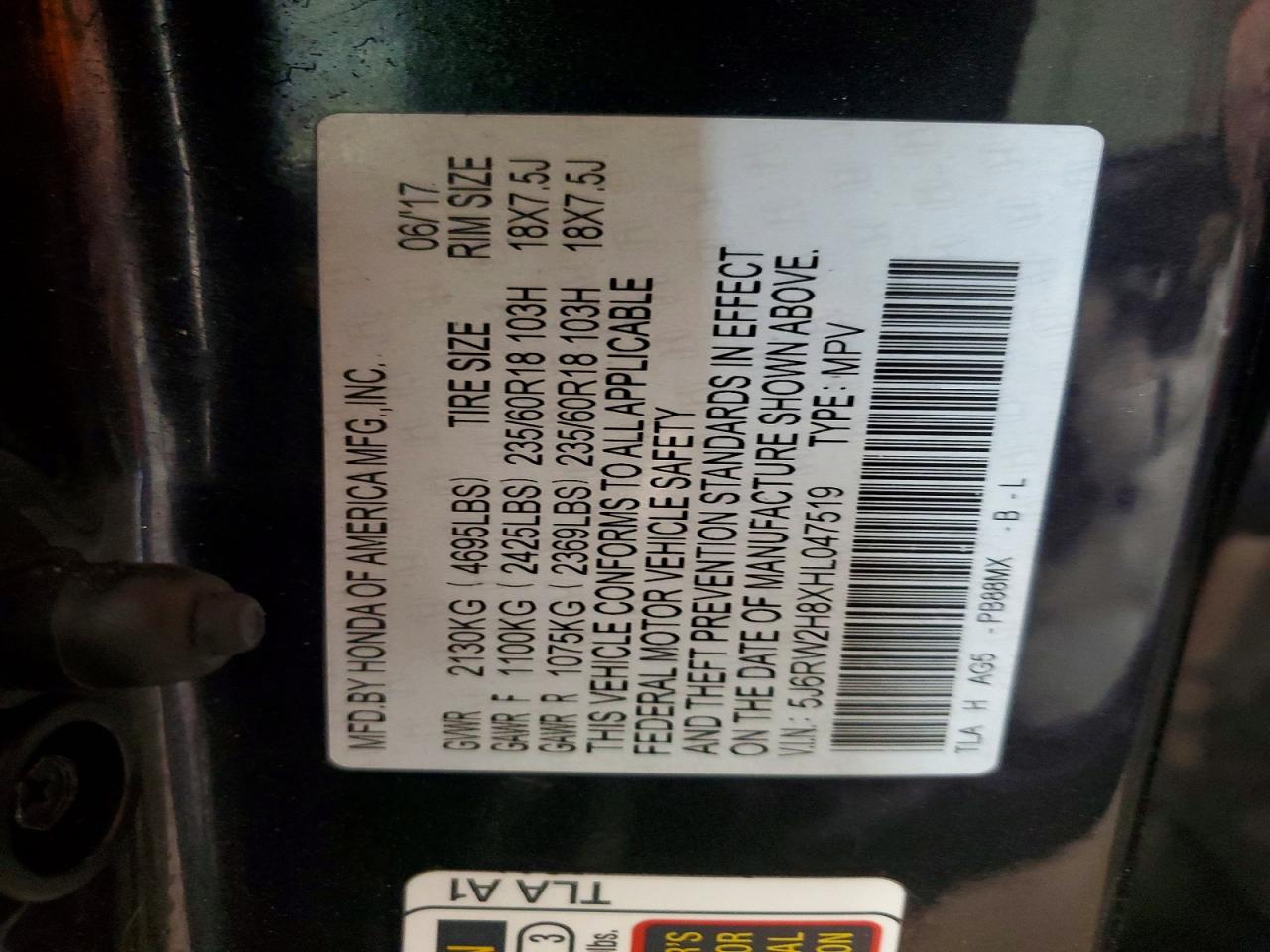 2017 HONDA CR-V EXL photo 27