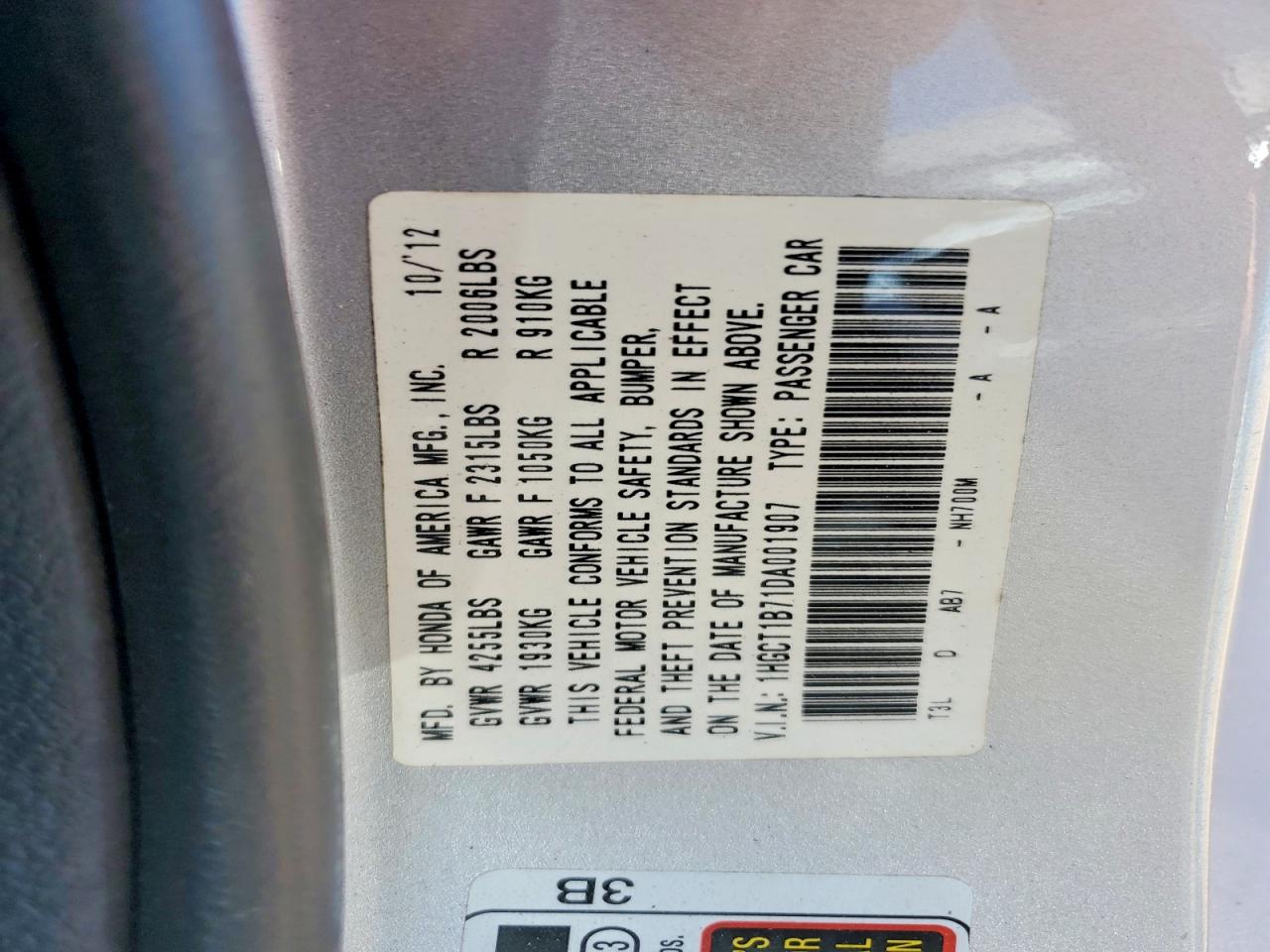 2013 HONDA ACCORD EX photo 34
