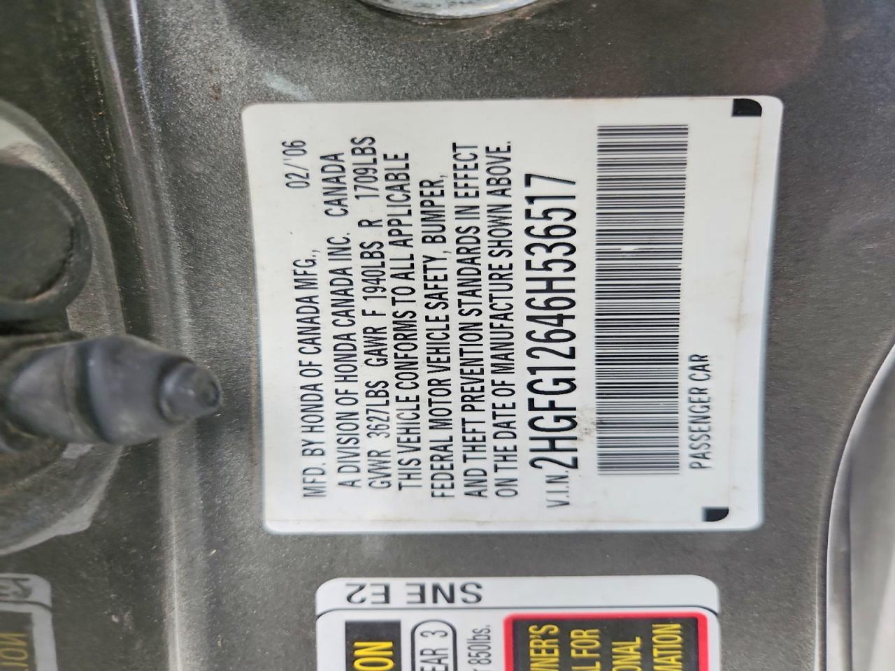 2006 HONDA CIVIC LX photo 25
