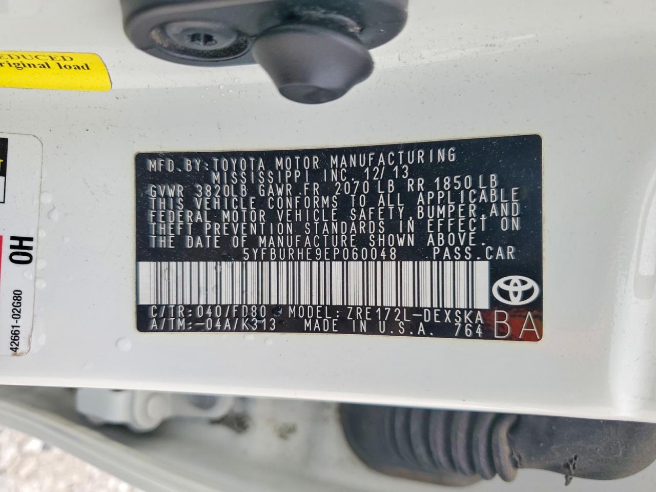 2014 TOYOTA COROLLA S PLUS photo 13