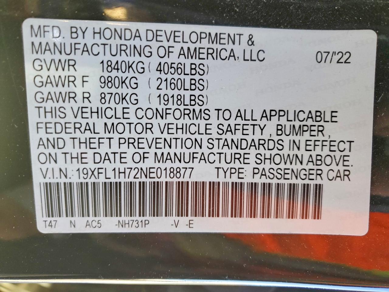 2022 HONDA CIVIC EXL photo 34