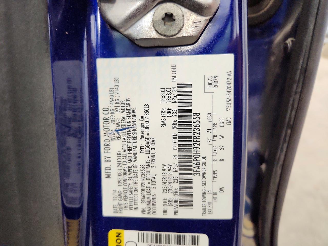 2015 FORD FUSION SE photo 12