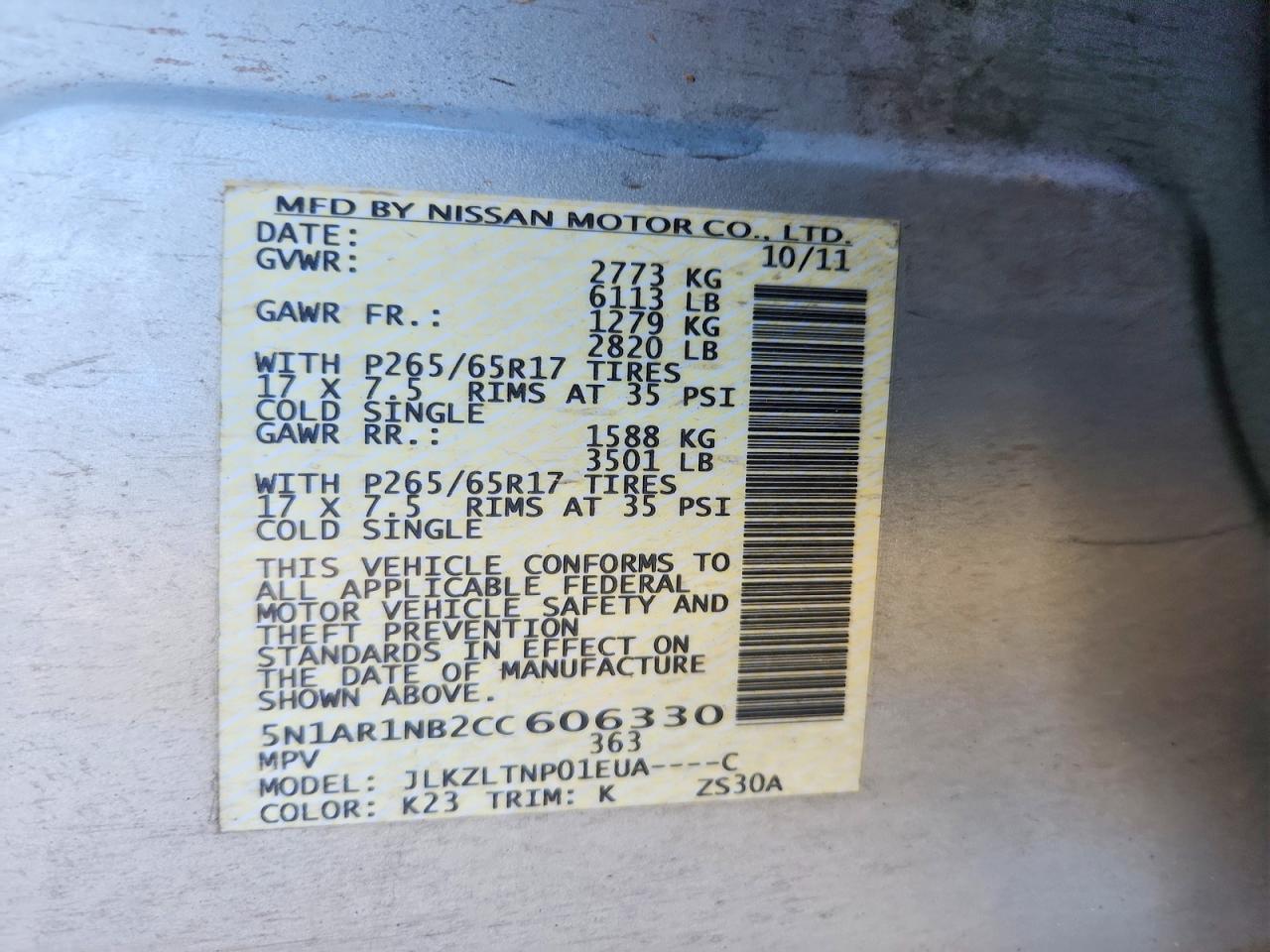2012 NISSAN PATHFINDER S photo 23