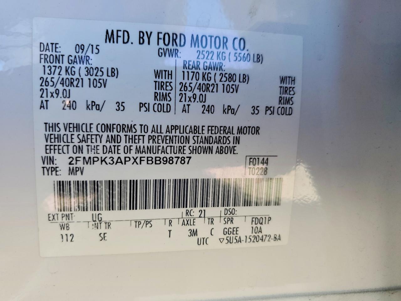 2015 FORD EDGE SPORT photo 37