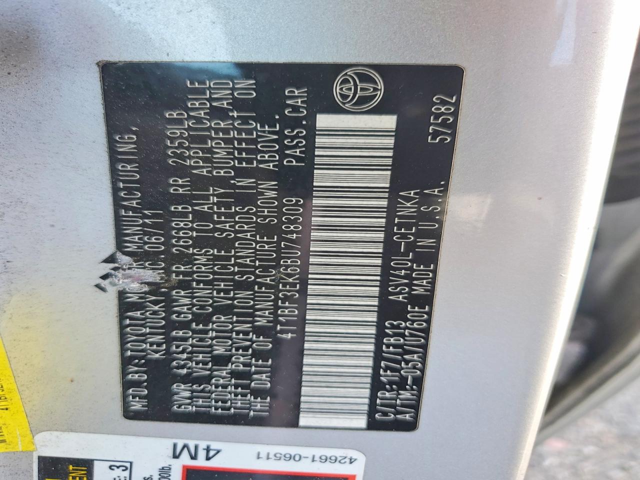 2011 TOYOTA CAMRY LE photo 34