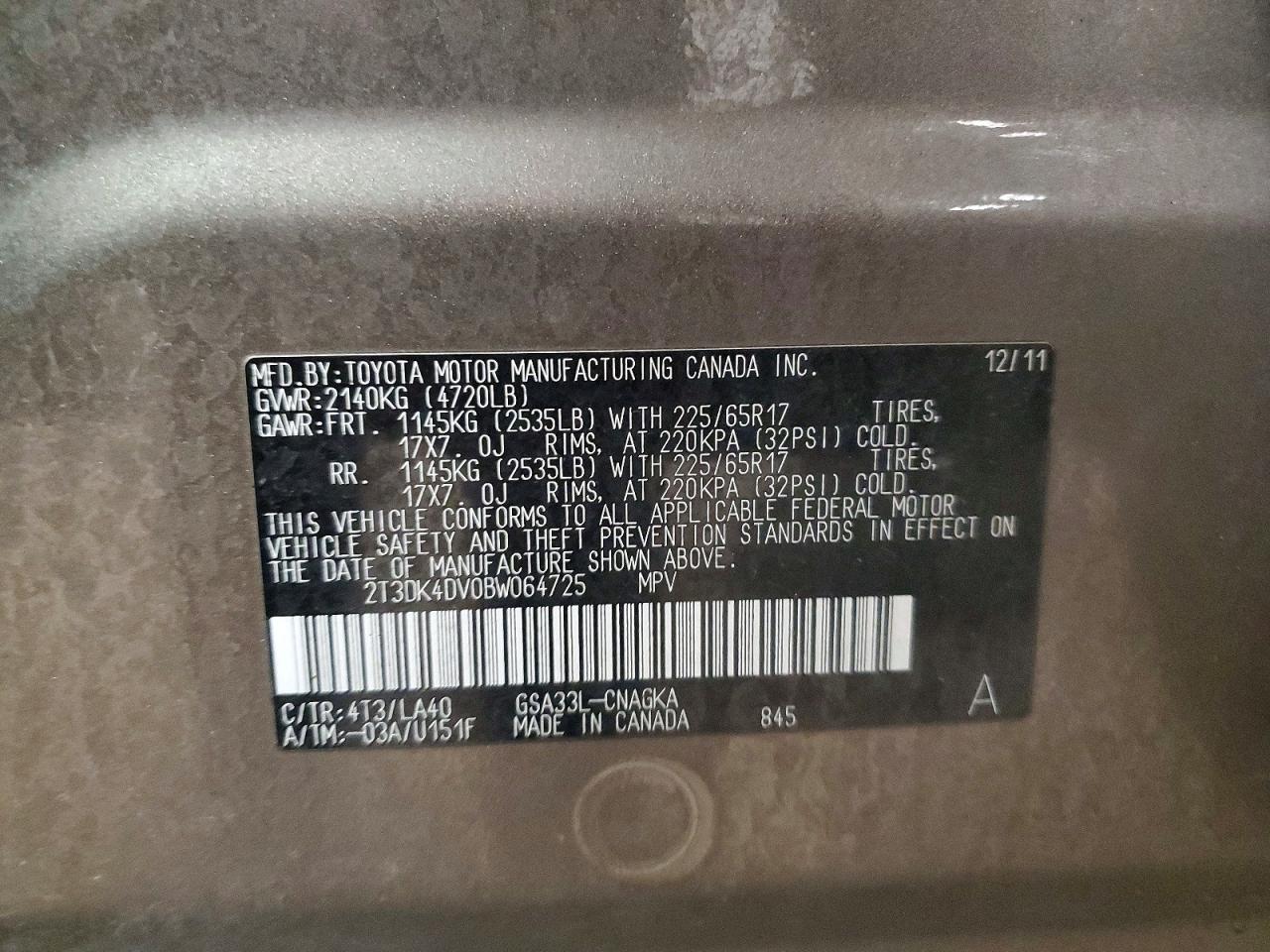 2011 TOYOTA RAV4 LIMITED photo 25