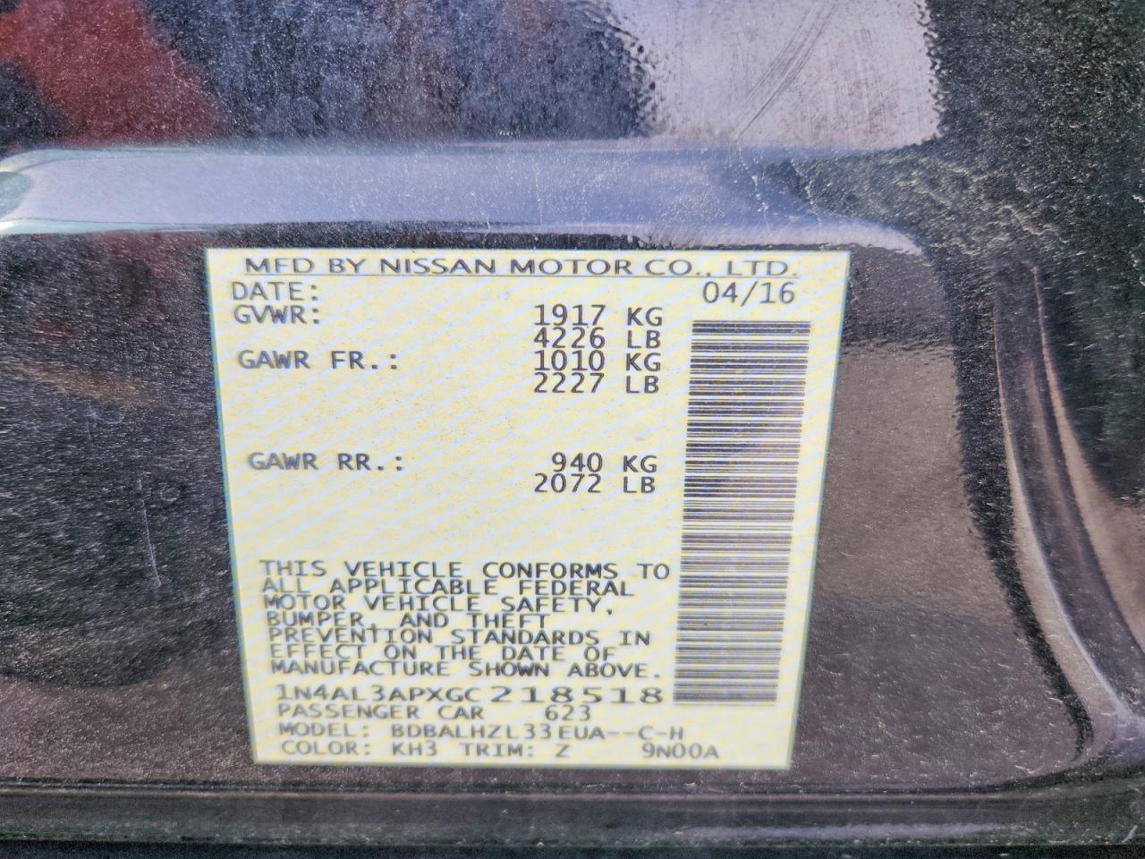 2016 NISSAN ALTIMA 2.5 SR photo 25