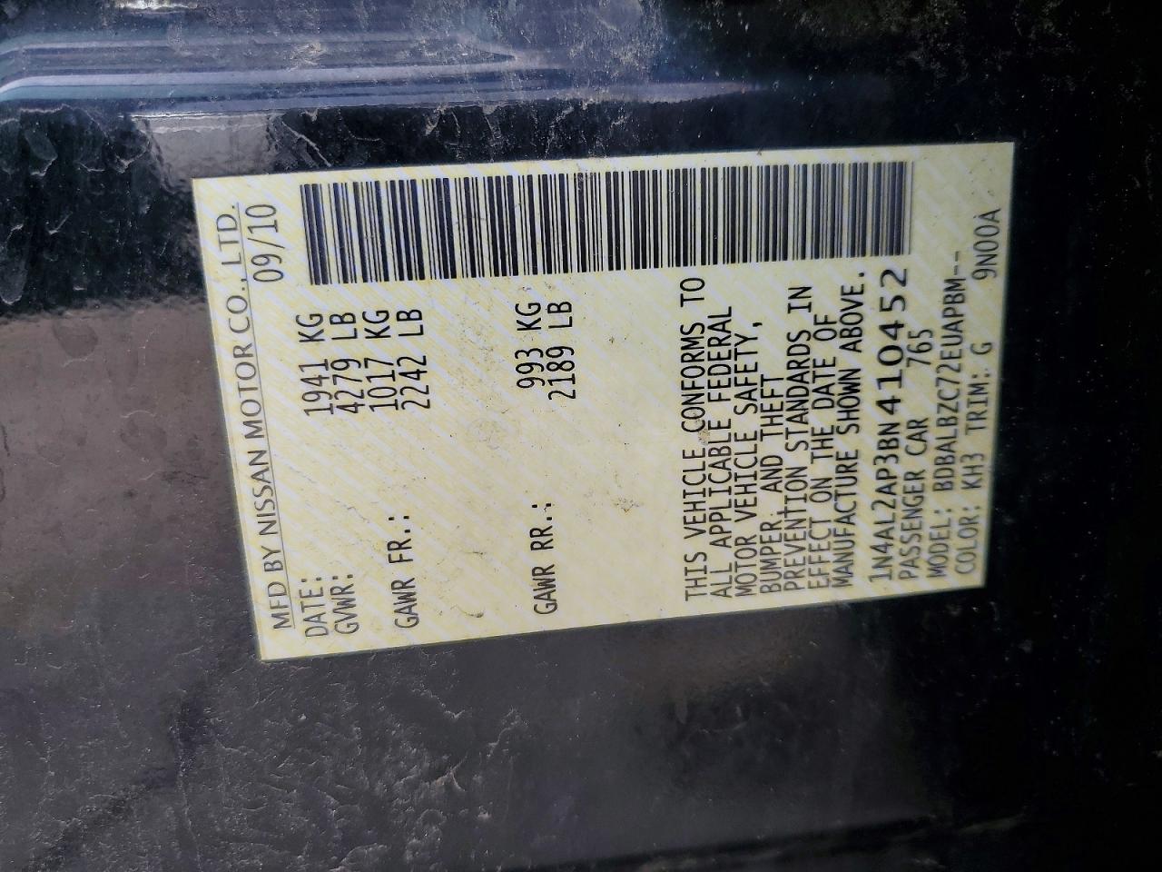 2011 NISSAN ALTIMA 2.5 photo 12