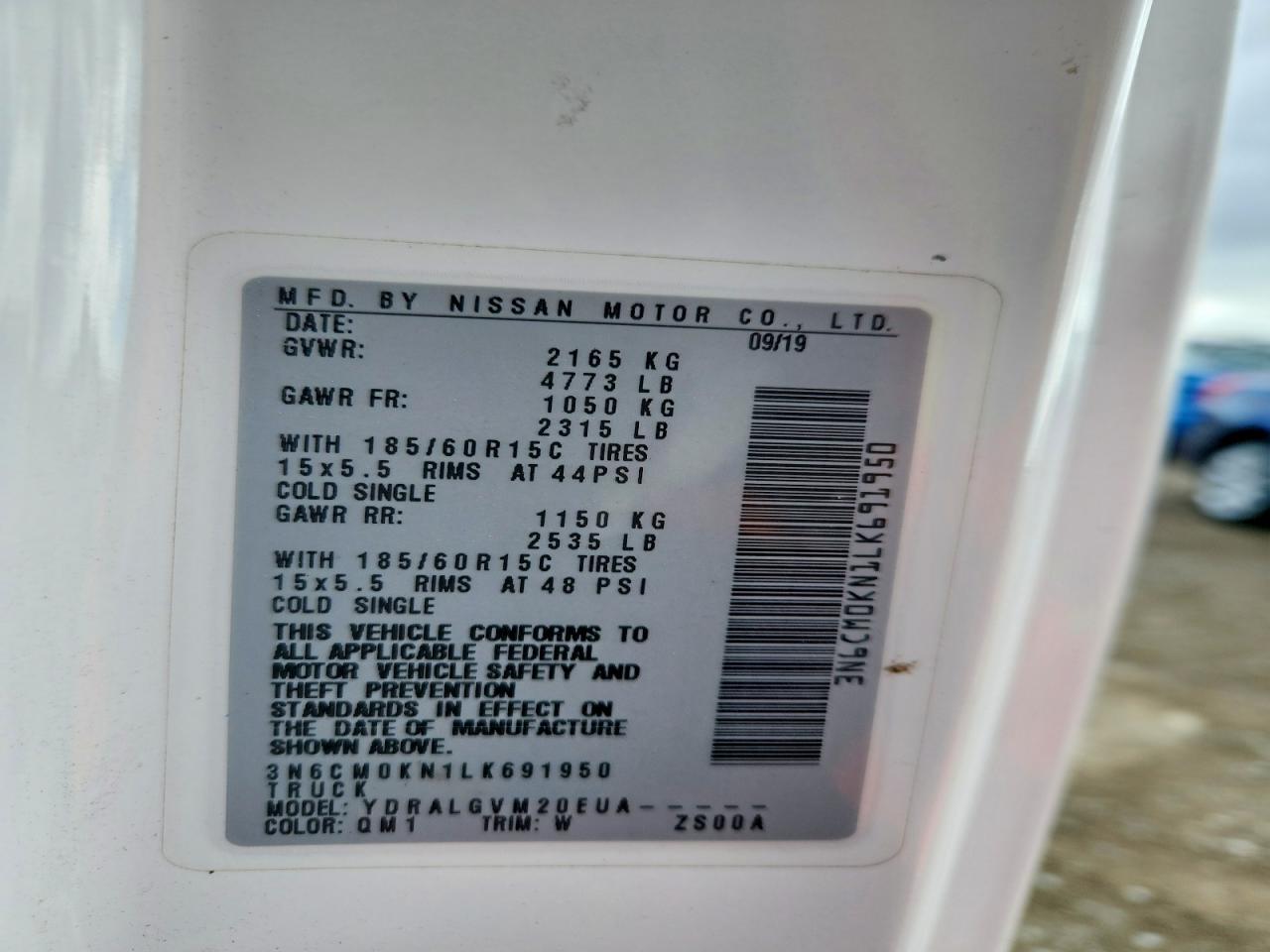 2020 NISSAN NV200 DELIVERY VAN photo 13