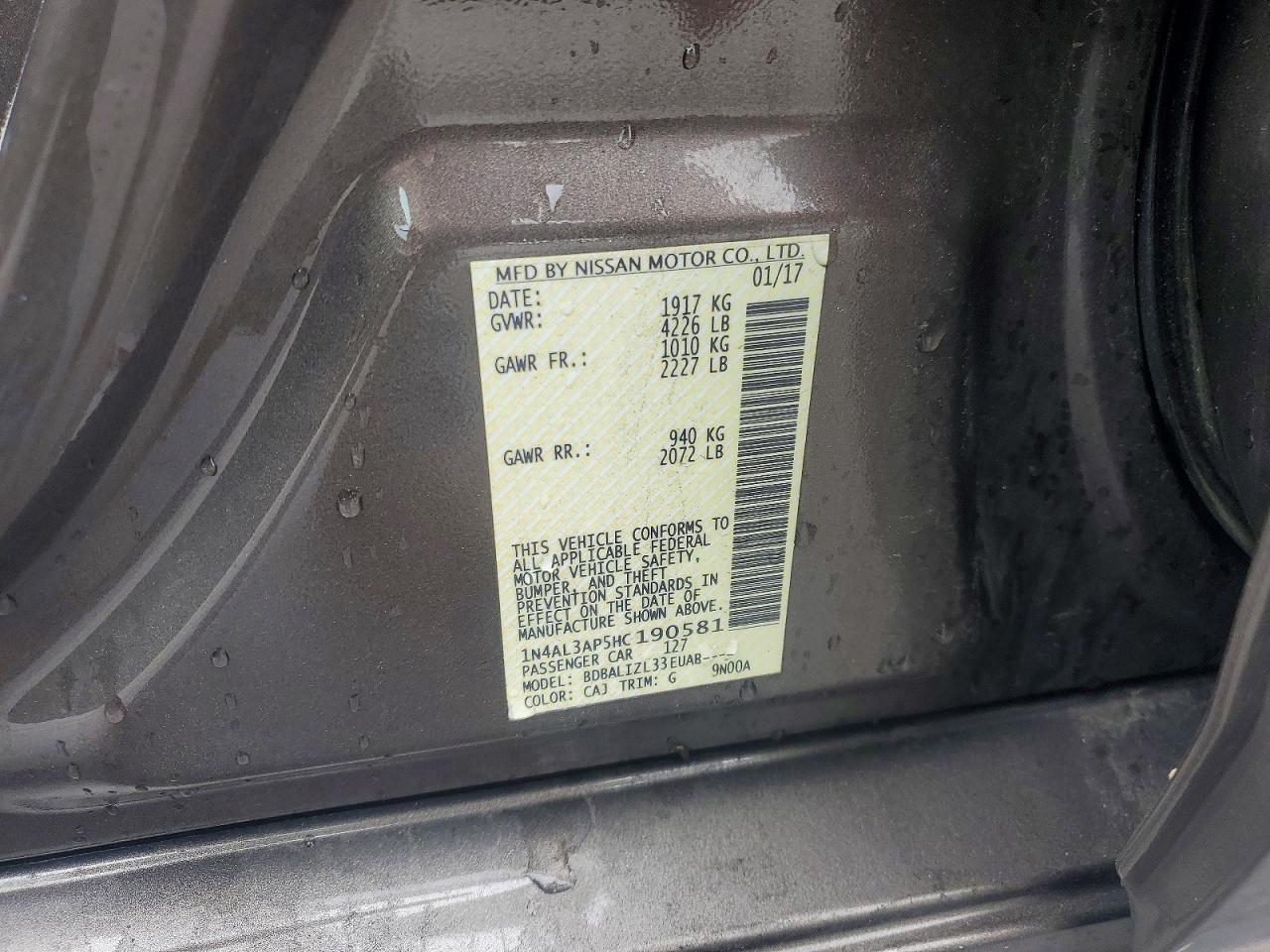 2017 NISSAN ALTIMA 2.5 SV photo 23