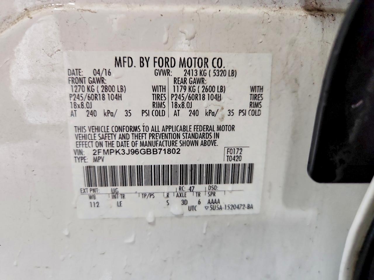 2016 FORD EDGE SEL photo 37