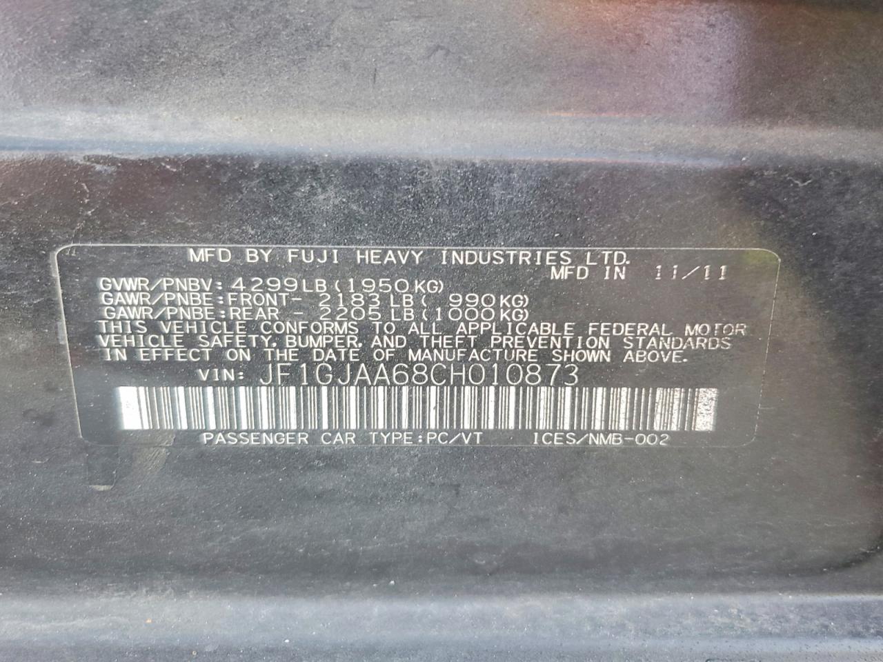 2012 SUBARU IMPREZA photo 25