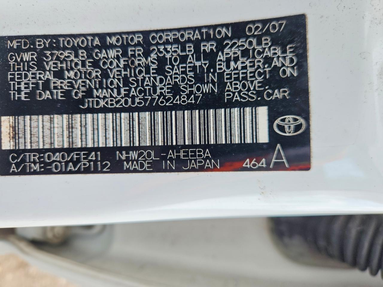 2007 TOYOTA PRIUS BASE photo 34
