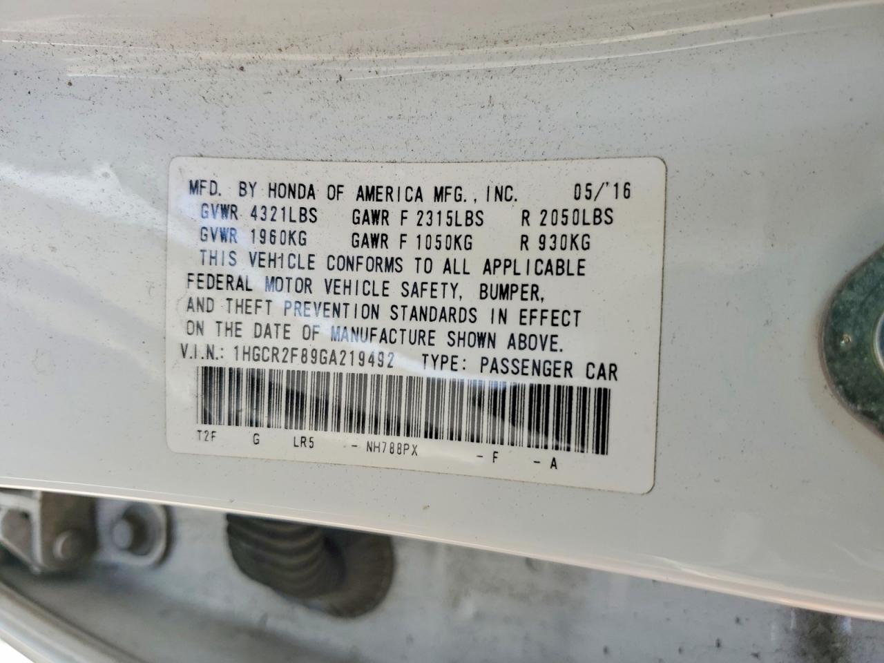 2016 HONDA ACCORD EXL photo 13