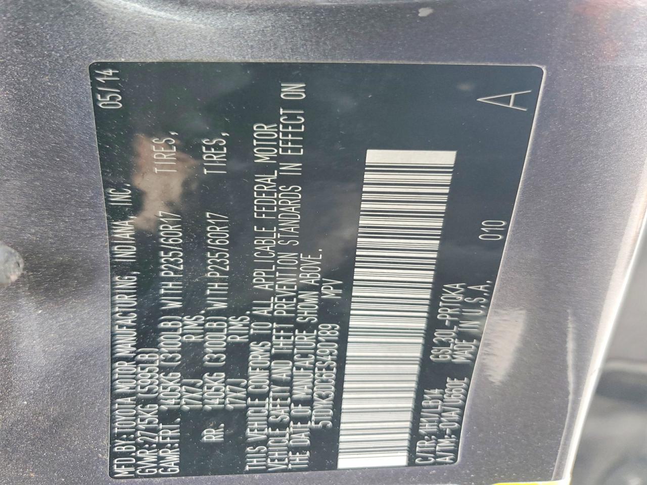 2014 TOYOTA SIENNA XLE 8-PASSENGER photo 27