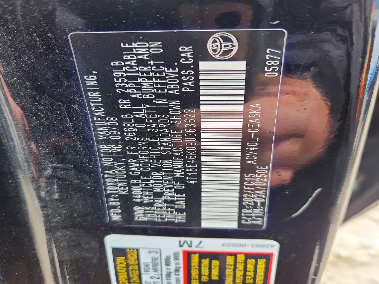 2009 TOYOTA CAMRY SE photo 12