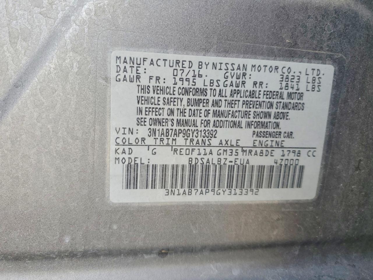 2016 NISSAN SENTRA photo 12