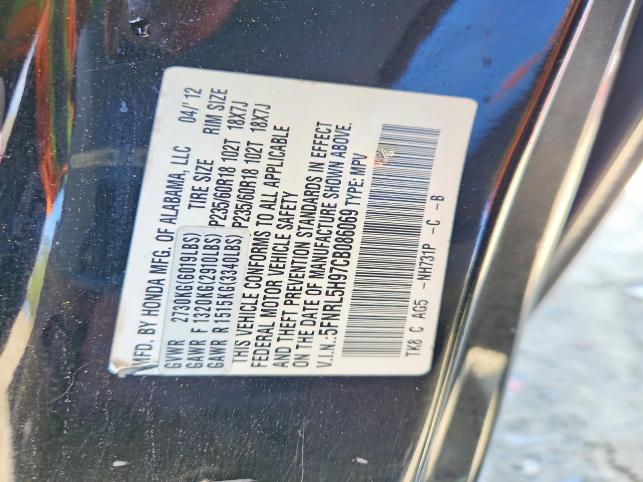 2012 HONDA ODYSSEY TOURING photo 40