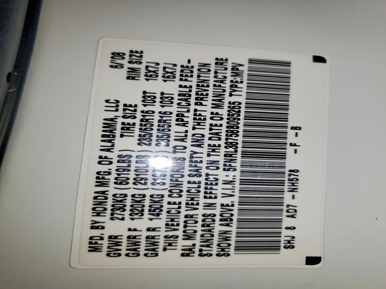 2008 HONDA ODYSSEY EXL photo 13
