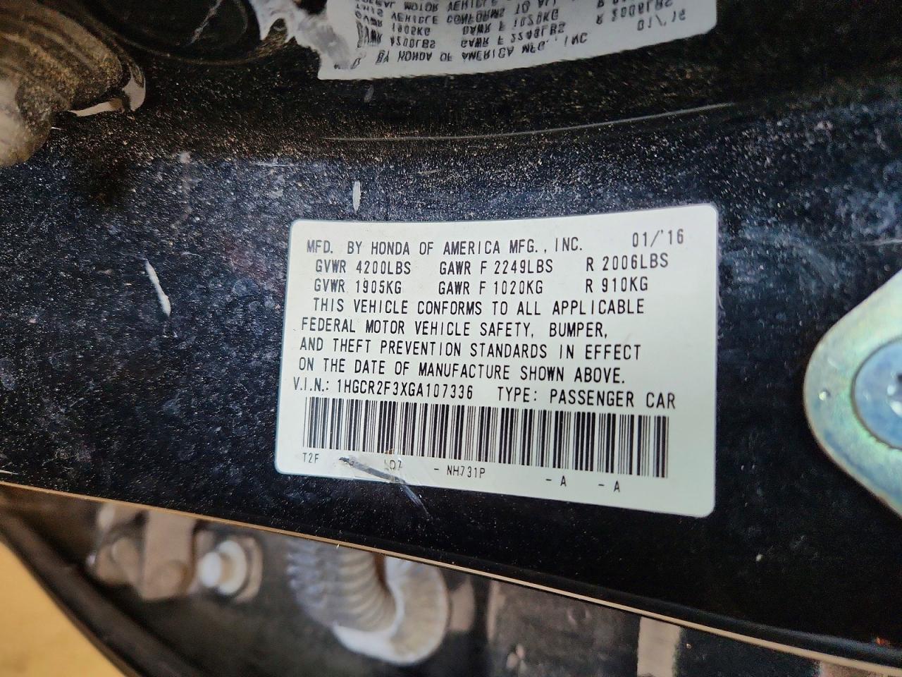 2016 HONDA ACCORD LX photo 25