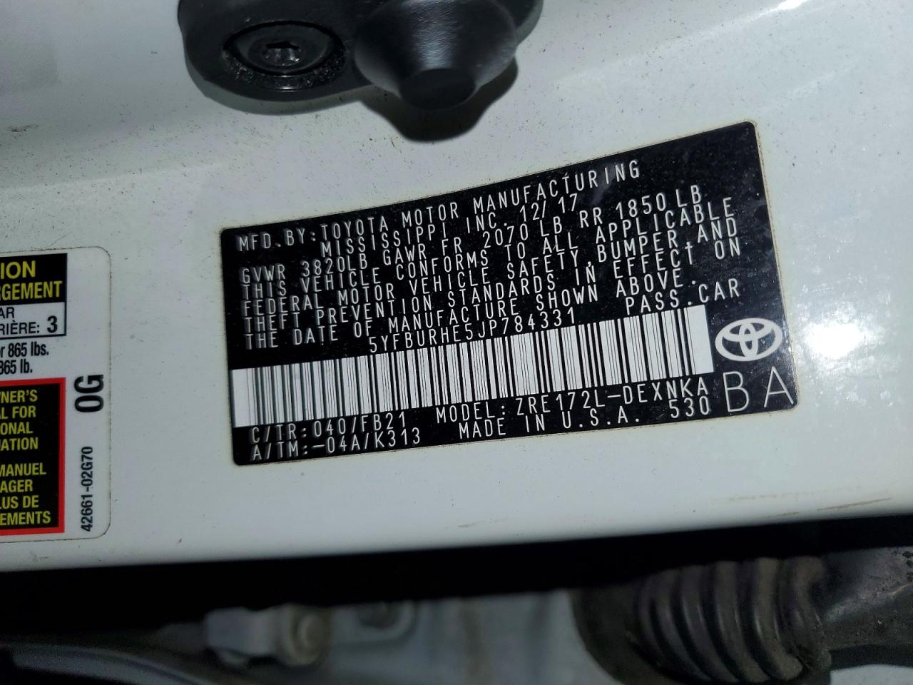 2018 TOYOTA COROLLA LE photo 23