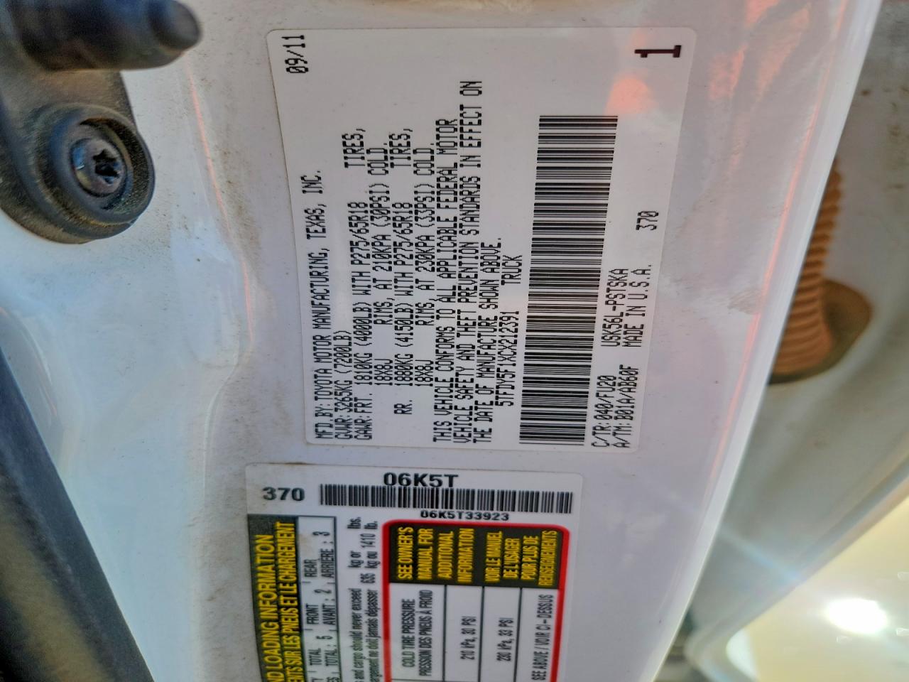 2012 TOYOTA TUNDRA GRADE photo 23