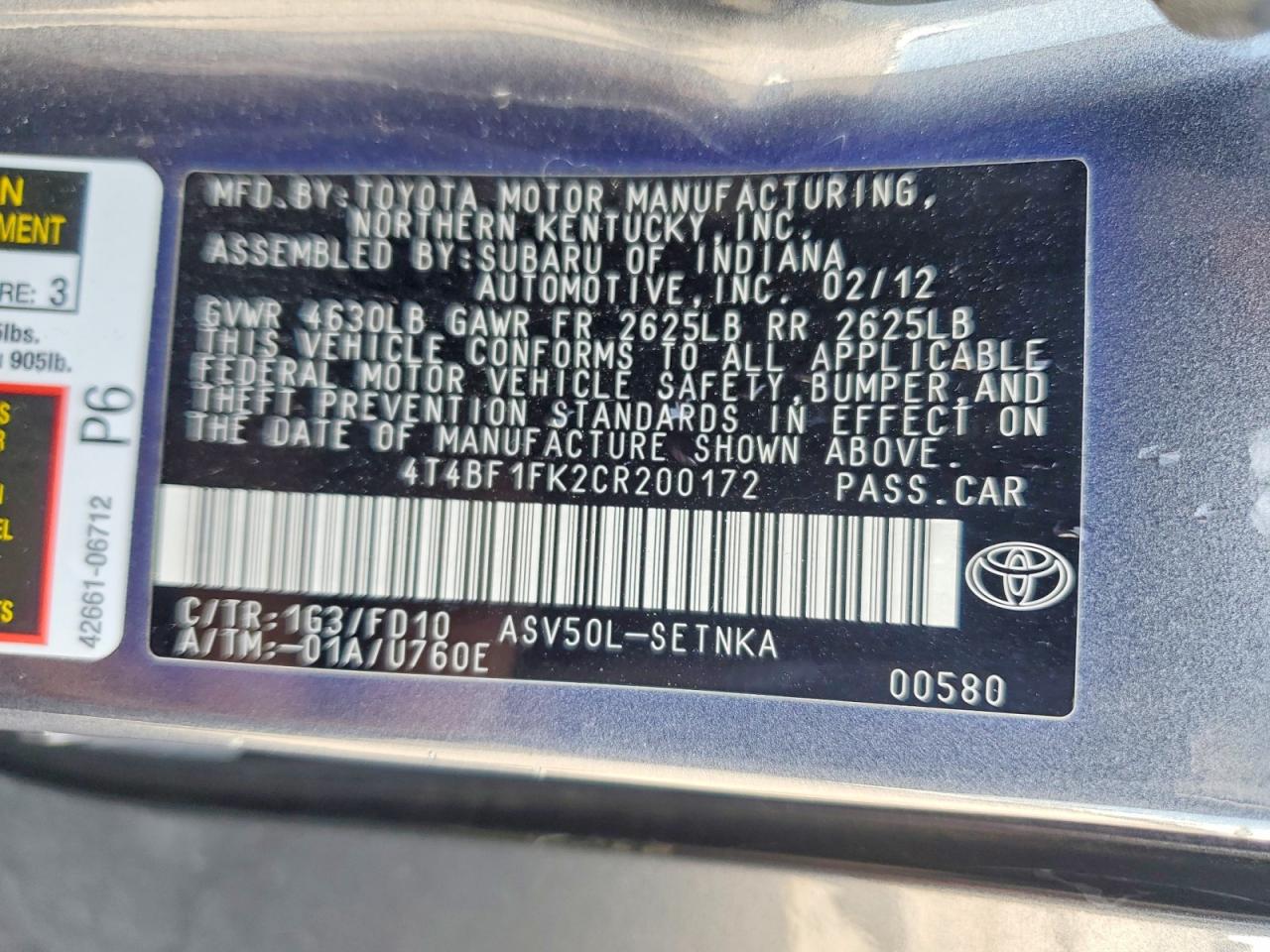 2012 TOYOTA CAMRY LE photo 37