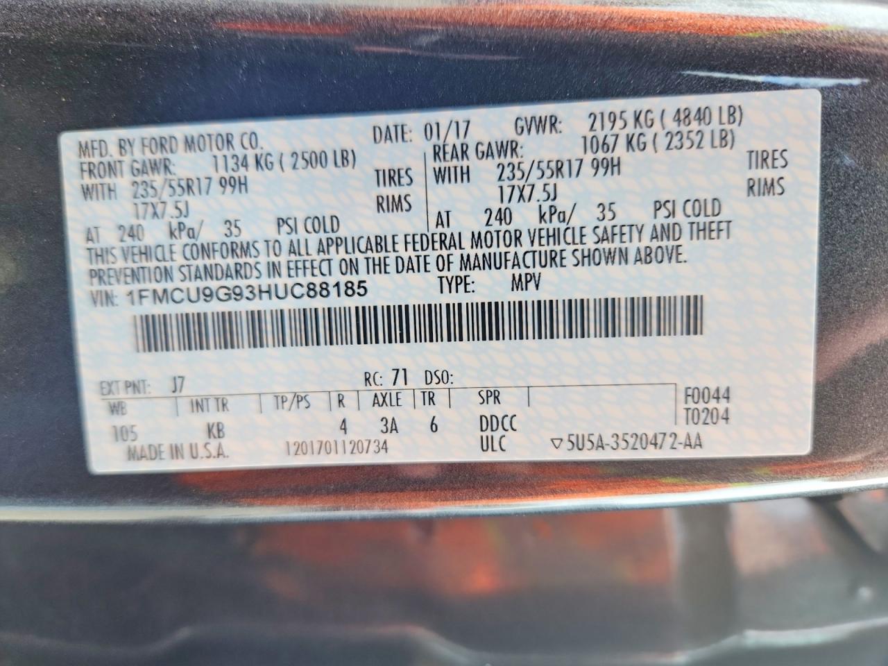 2017 FORD ESCAPE SE photo 13