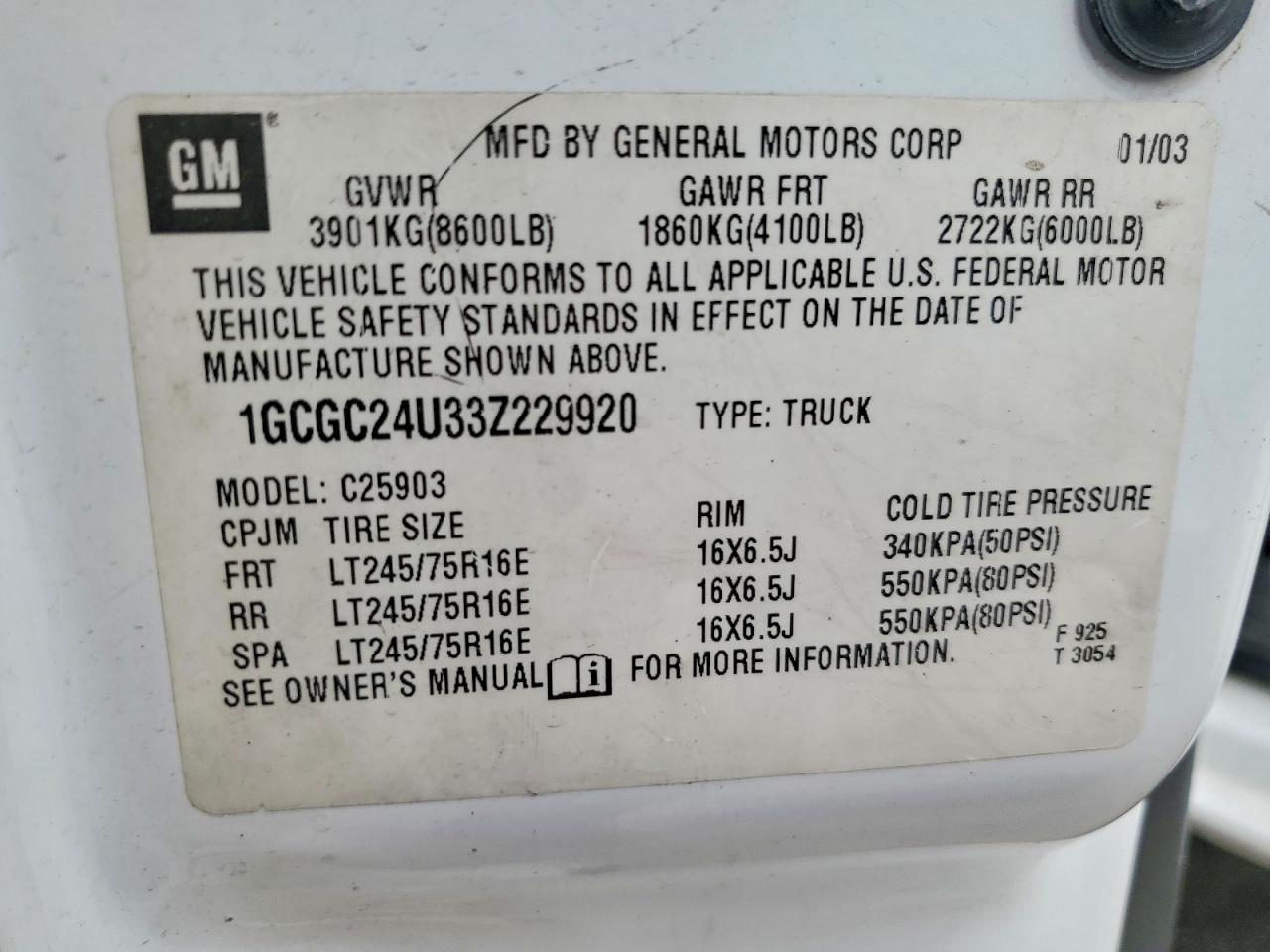 2003 CHEVROLET SILVERADO C2500 photo 25
