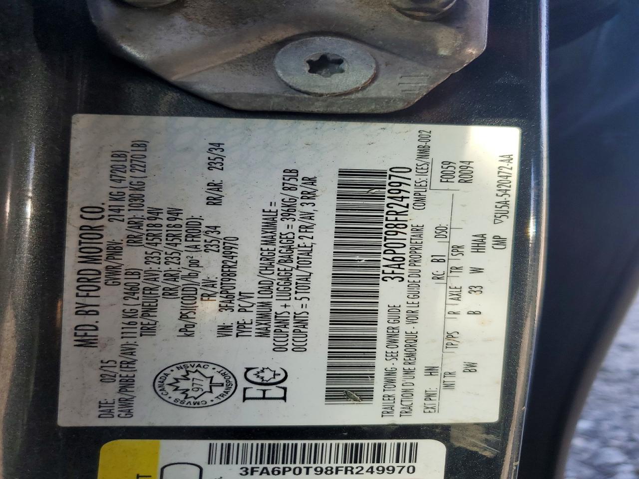 2015 FORD FUSION SE photo 34