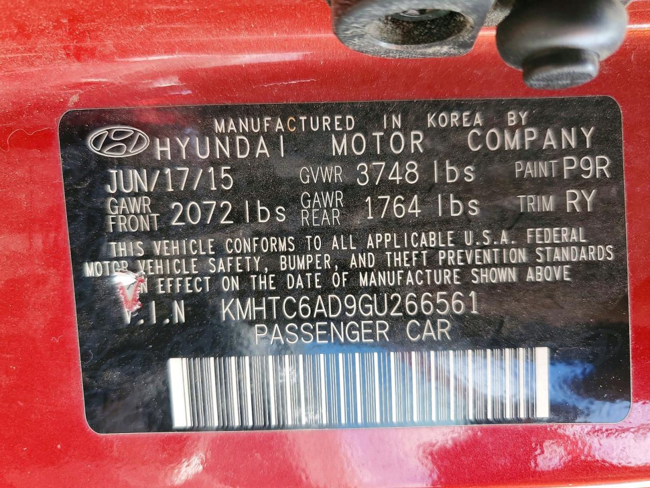 2016 HYUNDAI VELOSTER BASE photo 37