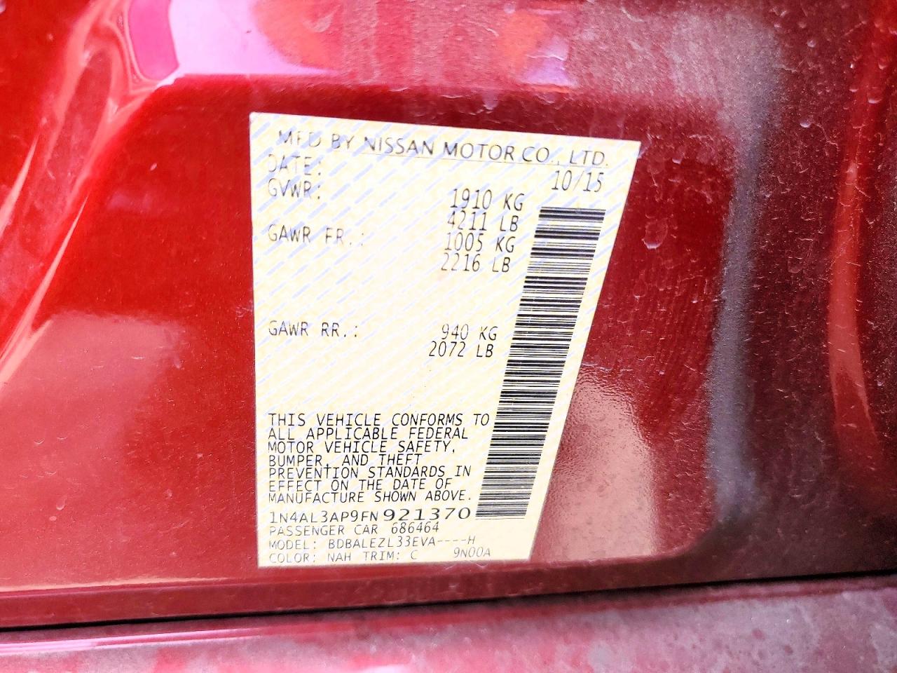 2015 NISSAN ALTIMA 2.5 S photo 12
