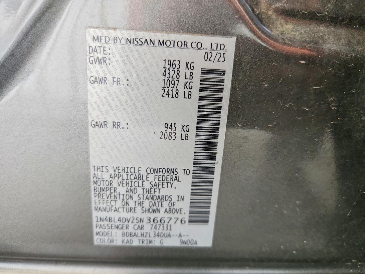 2025 NISSAN ALTIMA 2.5 SV photo 25
