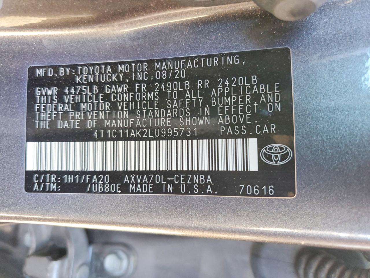 2020 TOYOTA CAMRY LE photo 23