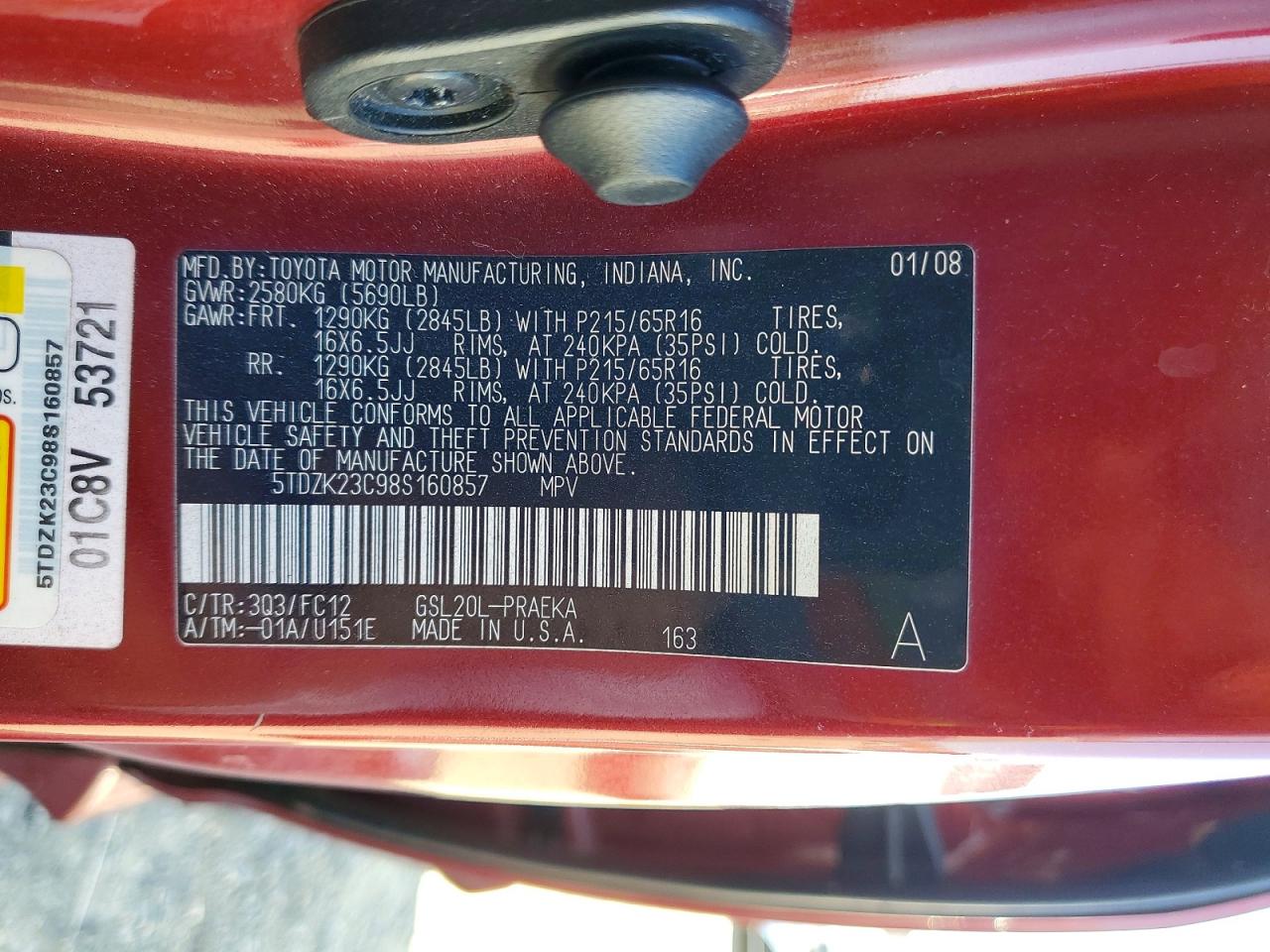 2008 TOYOTA SIENNA LE 8-PASSENGER photo 25
