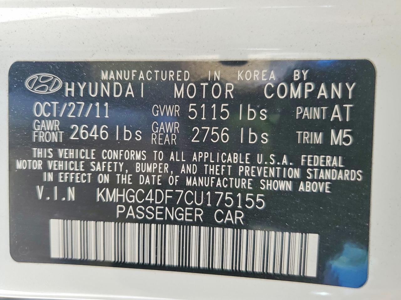 2012 HYUNDAI GENESIS 4.6L V8 photo 23