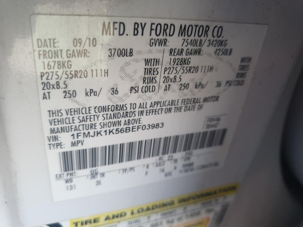 2011 FORD EXPEDITION EL LIMITED photo 14