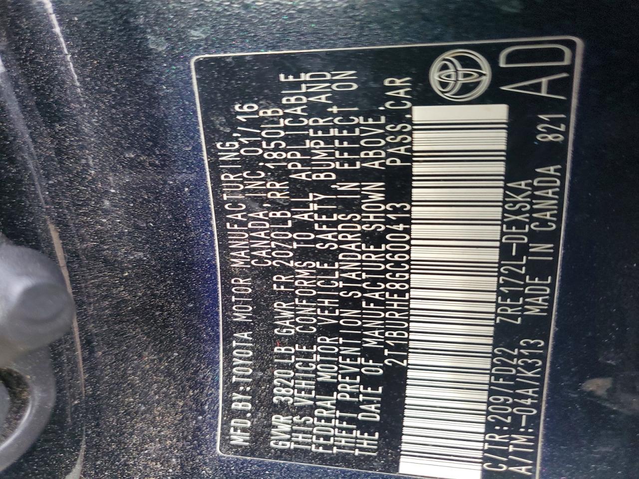 2016 TOYOTA COROLLA S PLUS photo 34