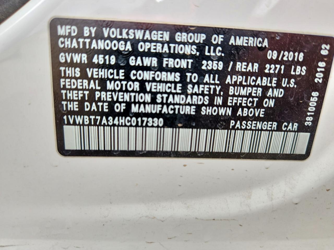 2017 VOLKSWAGEN PASSAT SE photo 23