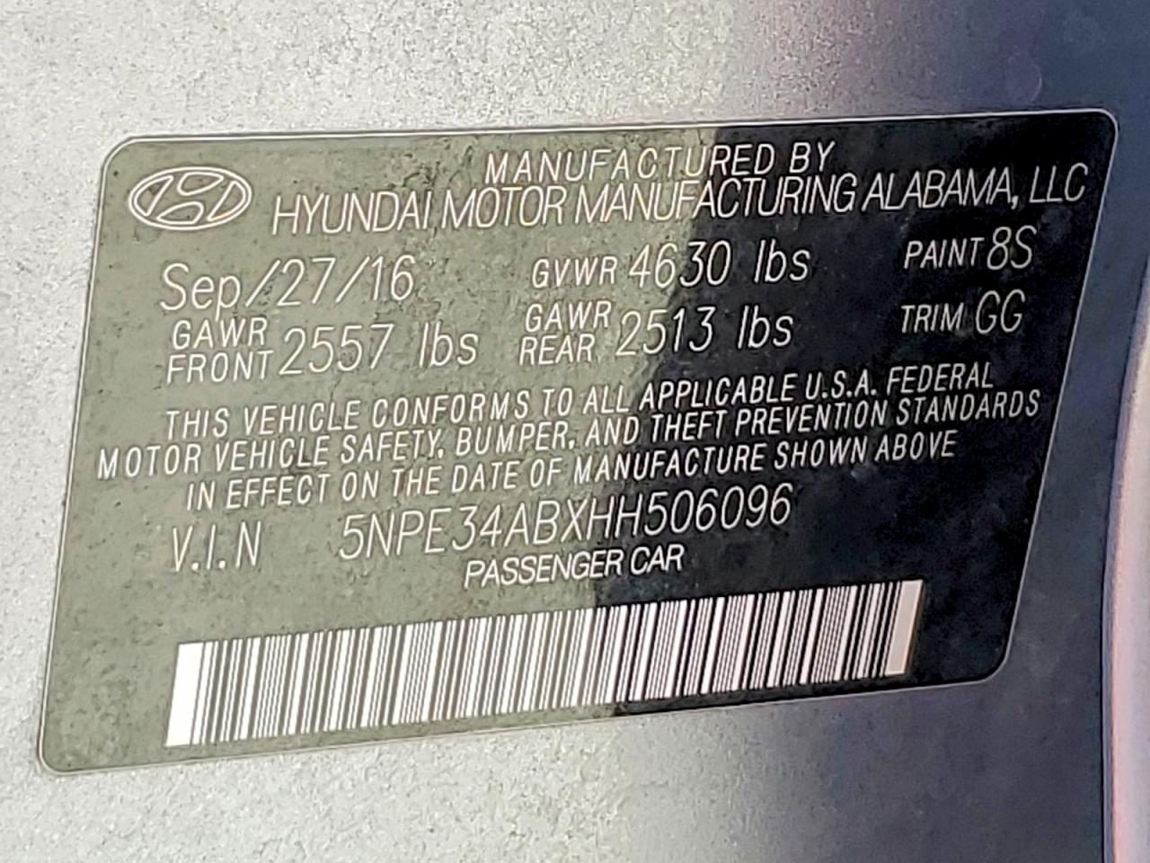 2017 HYUNDAI SONATA SPORT 2.0T photo 34