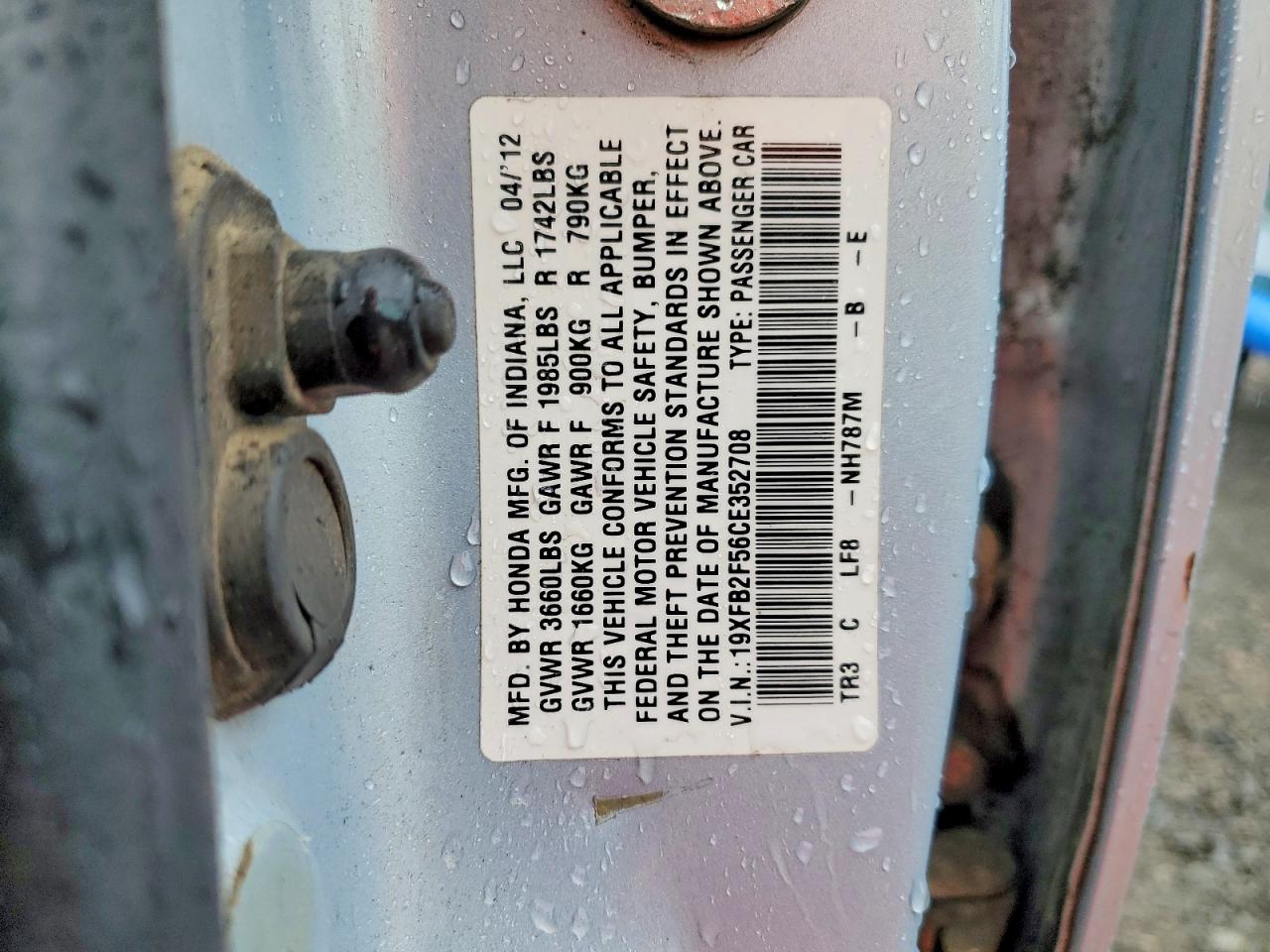 2012 HONDA CIVIC LX photo 23