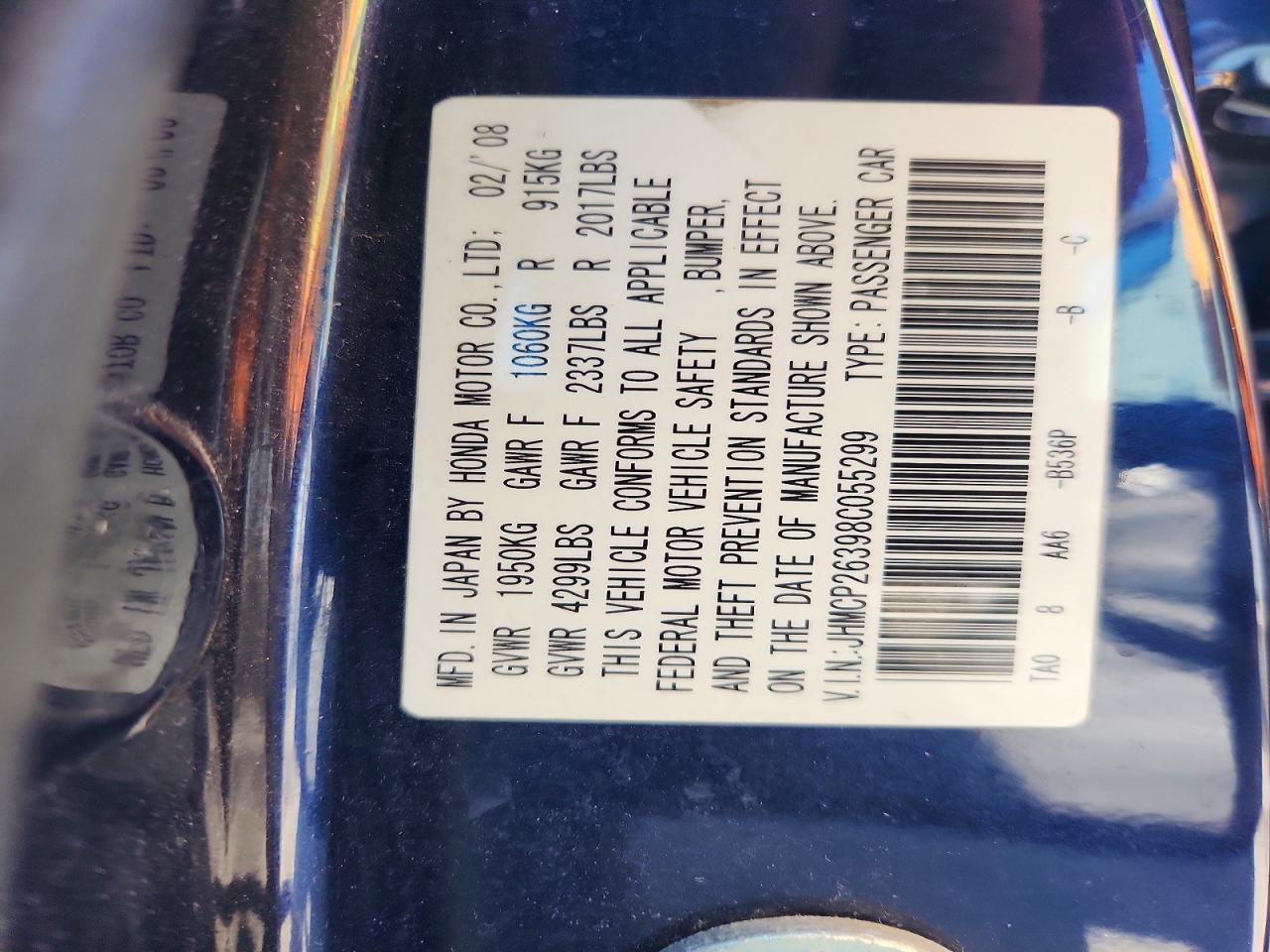 2008 HONDA ACCORD LX photo 23